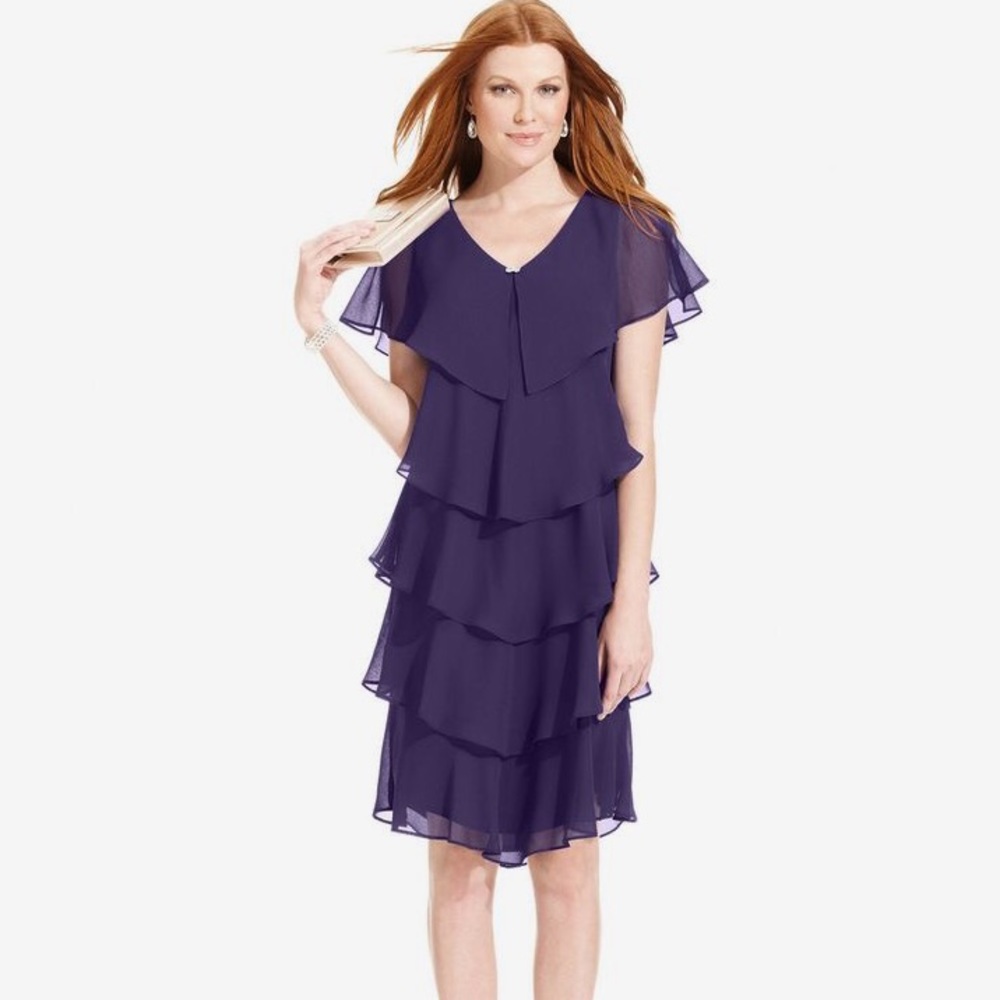 Patra Smokey purple tiered dress